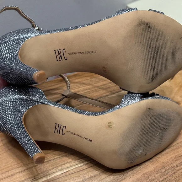 INC International Concepts Glittering Silver Heels - Picture 4 of 6